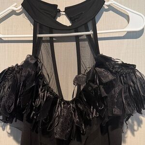 Black Ruffled Halter Mesh Dress